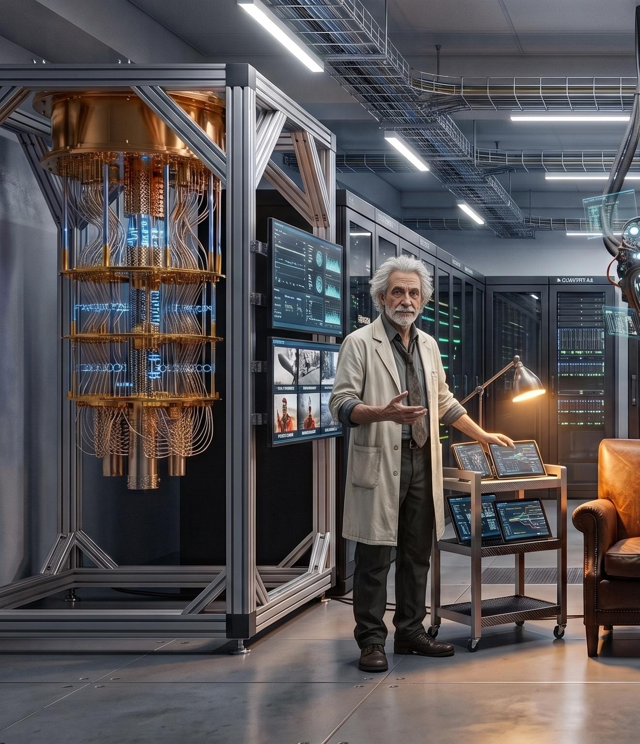 Doctor Time beside the time crystal apparatus in the lab